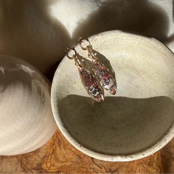 SOLD - 14k Gold Filled Madagascar Ocean Jasper Healing Stone Earrings - Picture 8 of 14